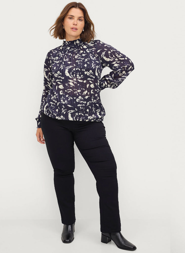 Lucy Blue Leaf Blússa