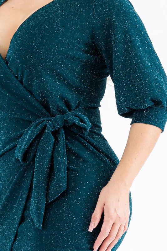 Teal Sparkle Wrap Kjóll