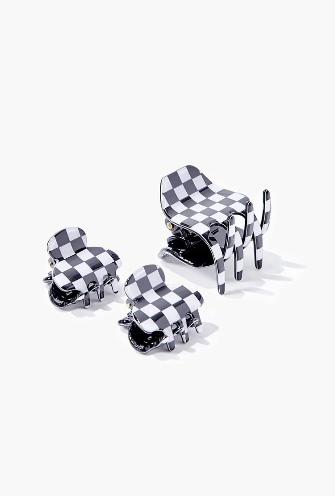 Checkered Set Hárklemmur - 3 í pakka
