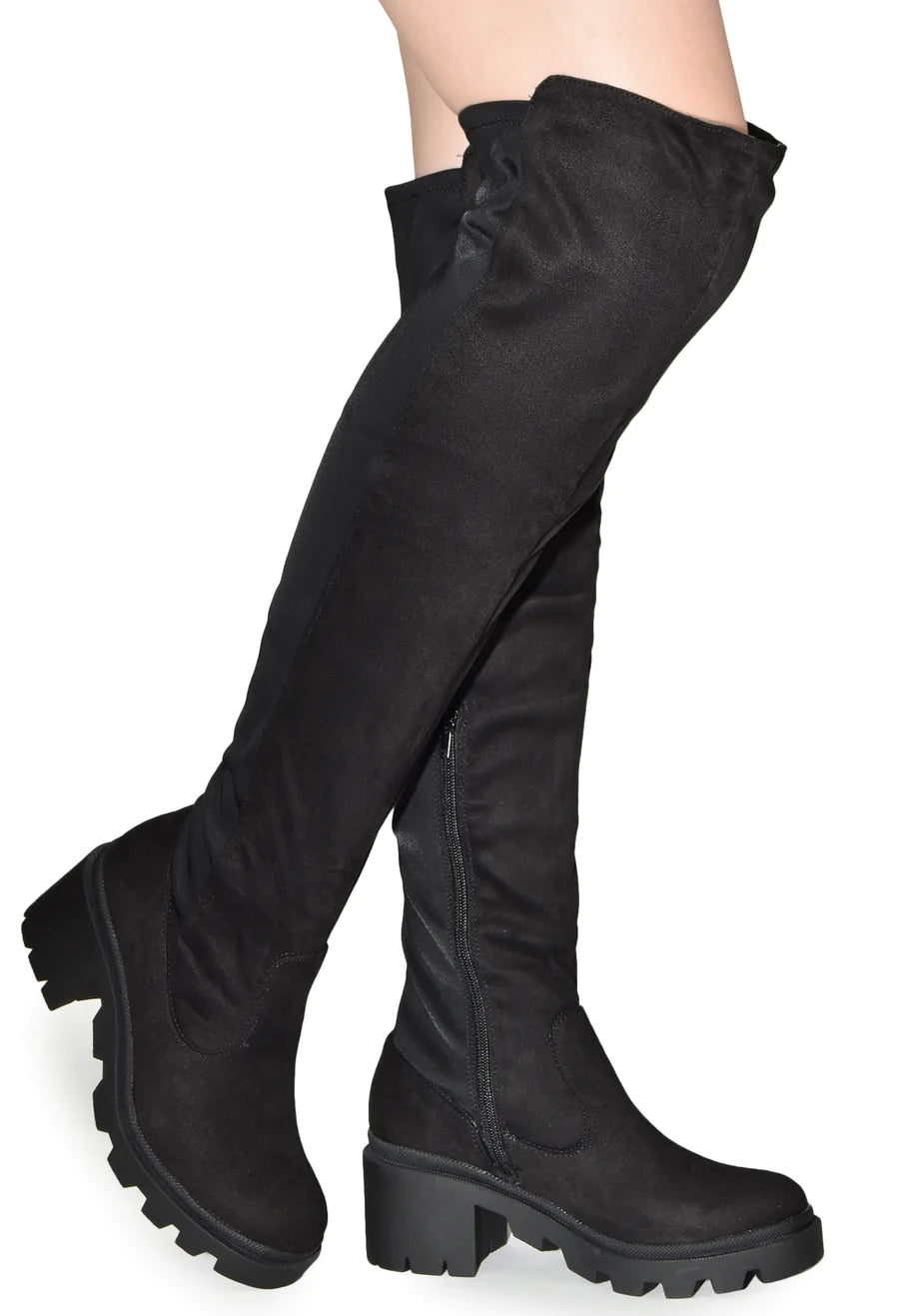 Faux Suede Lycra High Boots