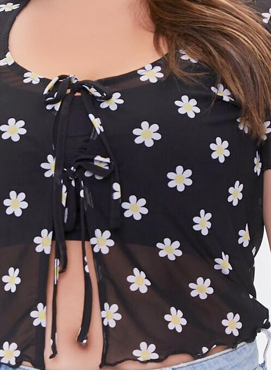 Flora Tie Mesh Cardigan